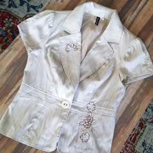 Short Sleeve Pinstripe Blazer